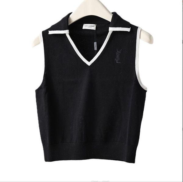 60 2022 runway summer brand same style t shirt black lapel neck sleeveless pullover women's sweaters meiyi, White;black
60 2022 runway summer brand same style t shirt black lapel neck sleeveless pullover women's sweaters meiyi, White;black