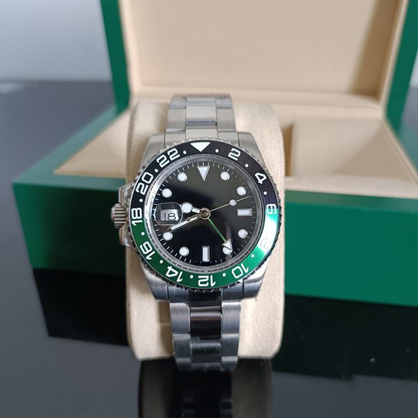 watches 40mm gmt automatic mechanical ceramic green black dial coke bezel stainless 904l steel strap folded buckle, Silver
watches 40mm gmt automatic mechanical ceramic green black dial coke bezel stainless 904l steel strap folded buckle, Silver