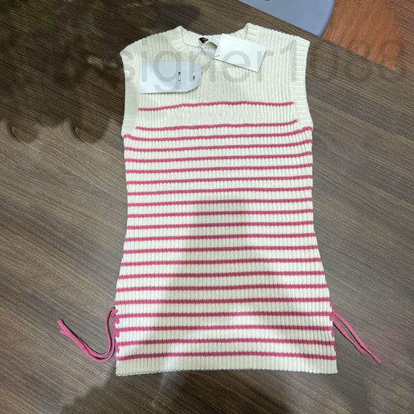 women's knits & tees designer french small lace up crowd 2022 summer new round neck contrast striped letter knitted sleeveless women�, White
women's knits & tees designer french small lace up crowd 2022 summer new round neck contrast striped letter knitted sleeveless women�, White