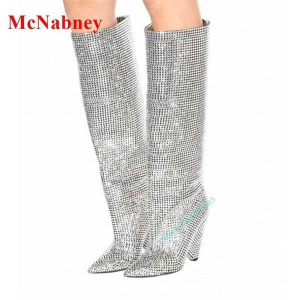 fashion studded crystal winter boots pointy toe spike heels solid bling slip on women boots shoes party prom knee high boots new 220514, Black
fashion studded crystal winter boots pointy toe spike heels solid bling slip on women boots shoes party prom knee high boots new 220514, Black