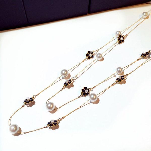 chains long luxury small chain pearl necklace for women camellia double layer collane lunghe donna flowers maxi party gift, Silver
chains long luxury small chain pearl necklace for women camellia double layer collane lunghe donna flowers maxi party gift, Silver