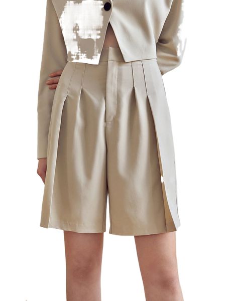 plicated detail high waist shorts r7f3#, White;black
plicated detail high waist shorts r7f3#, White;black