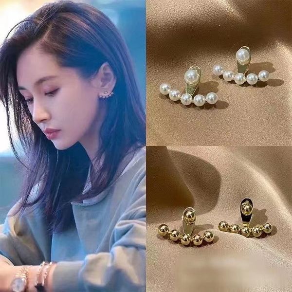 925 silver needle korean fashion new back-mounted round beanie earrings earrings french style temperament design eardrop female, Golden
925 silver needle korean fashion new back-mounted round beanie earrings earrings french style temperament design eardrop female, Golden