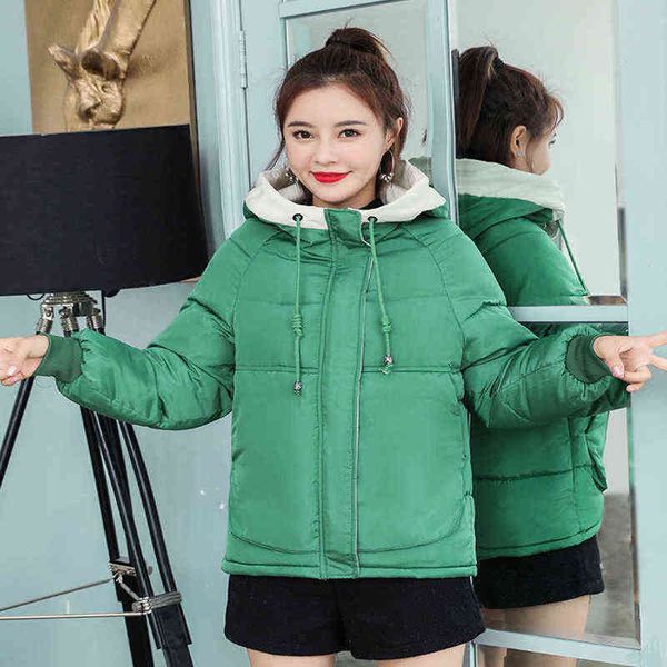 plus size women winter short jacket loose hooded female cold coat stand collar oversized solid cotton padded thick casual parkas 211118, Black
plus size women winter short jacket loose hooded female cold coat stand collar oversized solid cotton padded thick casual parkas 211118, Black