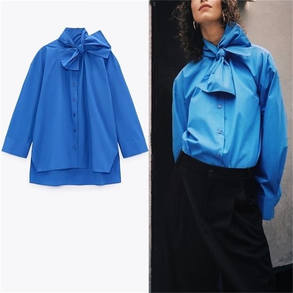 blue long poplin shirt women vintage sleeve tied collar asymmetric woman fashion button up spring blouse 210524, White
blue long poplin shirt women vintage sleeve tied collar asymmetric woman fashion button up spring blouse 210524, White