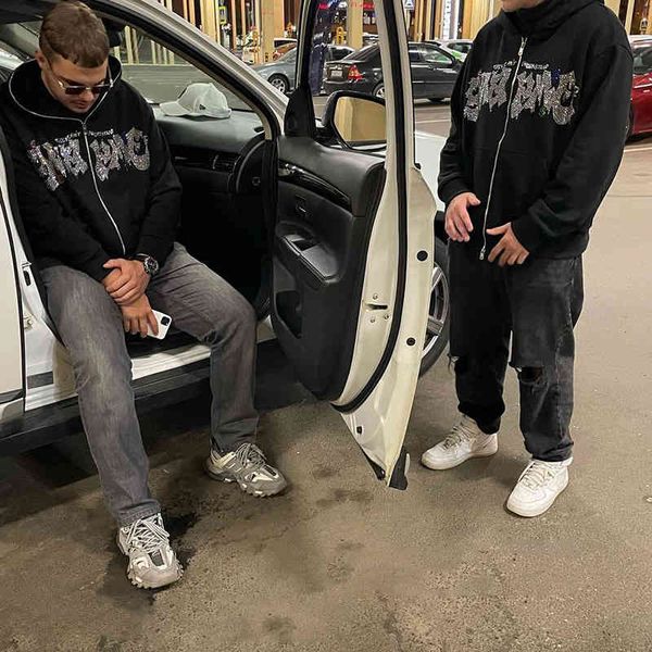 hip-hop rhinestone printed hoodie women cardigan coat zip up long sleeve autumn winter streetwear loose zipper sweatshirt men, Black
hip-hop rhinestone printed hoodie women cardigan coat zip up long sleeve autumn winter streetwear loose zipper sweatshirt men, Black
