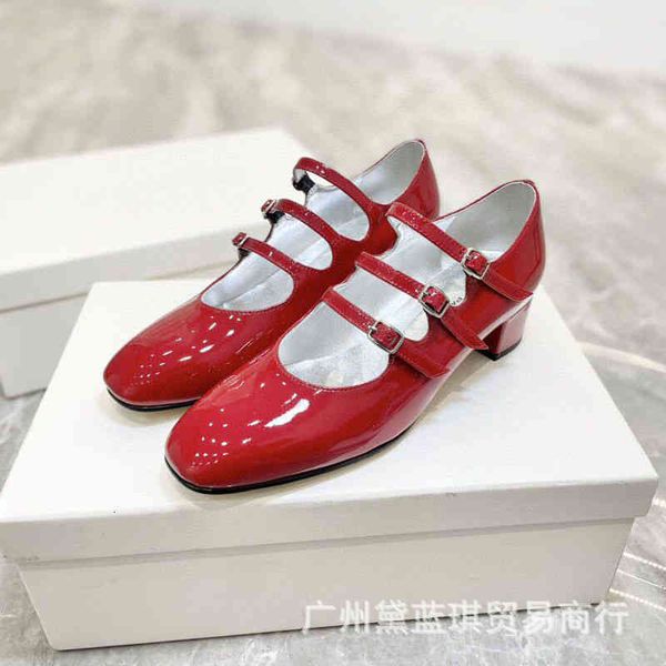 slippers spring and summer cow patent leather three buckle belt round head shallow mouth middle heel thick mary jane single shoes, Black
slippers spring and summer cow patent leather three buckle belt round head shallow mouth middle heel thick mary jane single shoes, Black
