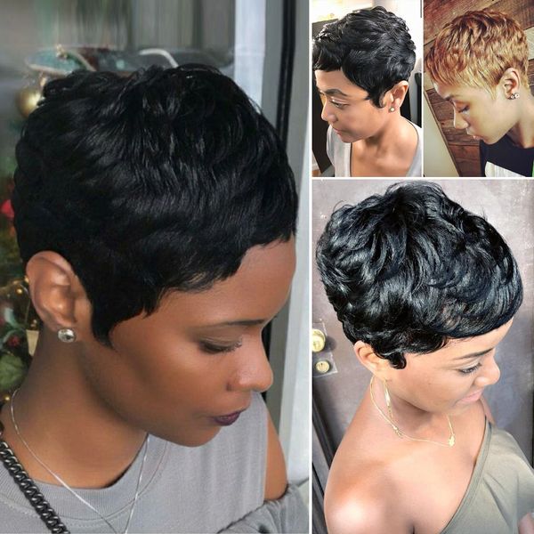 short straight bob pixie cut non lace wigs for women full machine made human brazilian hair bob wig, Black;brown
short straight bob pixie cut non lace wigs for women full machine made human brazilian hair bob wig, Black;brown