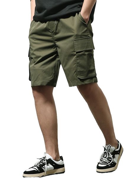 men drawstring waist cargo shorts q4rc#, White;black
