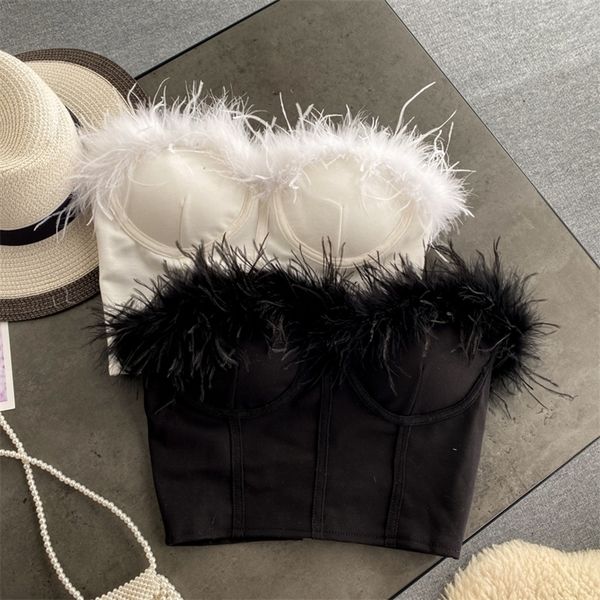 ins fashion women faux feather strapless bandage white black summer sleeveless slim back zipper club party tube crop 210316, Black;white
ins fashion women faux feather strapless bandage white black summer sleeveless slim back zipper club party tube crop 210316, Black;white