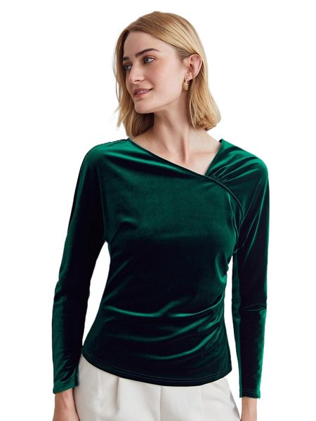 motf premium velvet asymmetrical neck p70q#, White
motf premium velvet asymmetrical neck p70q#, White