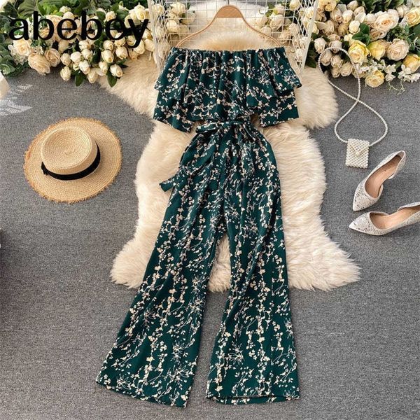 women jumpsuit rompers summer casual floral print off shoulder ruffles lace-up sashes wide leg holidays loose jumpsuits 210715, Black;white
women jumpsuit rompers summer casual floral print off shoulder ruffles lace-up sashes wide leg holidays loose jumpsuits 210715, Black;white