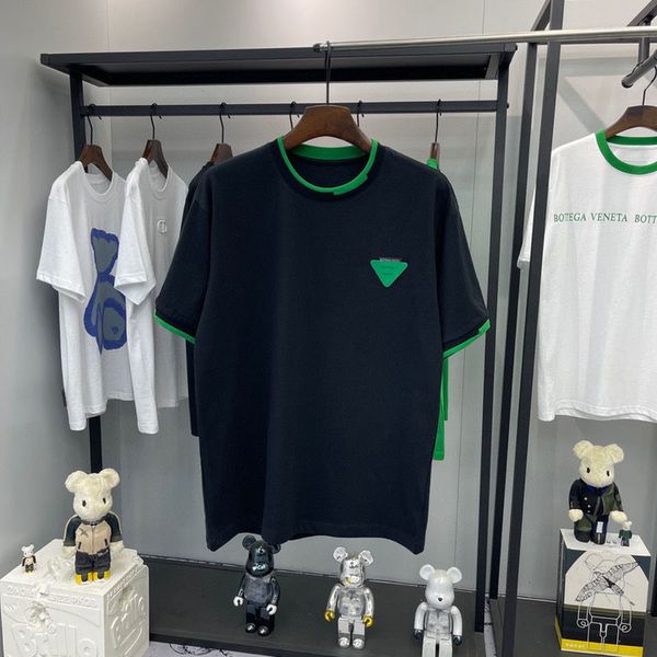 bv chao brand 2022 early spring new rib overlapping contrast color classic small label men's and women's same bottomed short sleev, White;black
bv chao brand 2022 early spring new rib overlapping contrast color classic small label men's and women's same bottomed short sleev, White;black