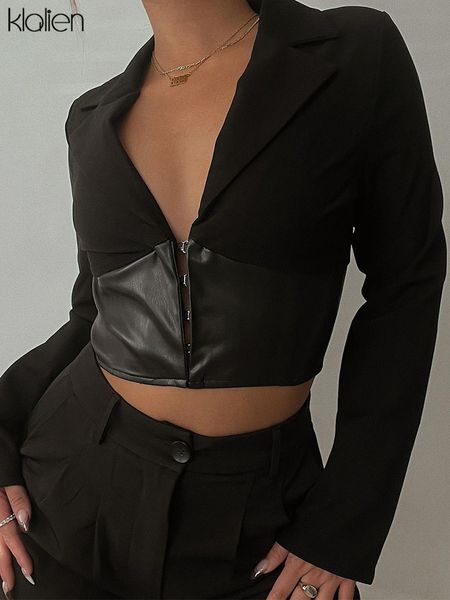 fashion casual long sleeve v neck crop women 2022 spring new simple pu leather patchwork activewear wild t shirt, White
fashion casual long sleeve v neck crop women 2022 spring new simple pu leather patchwork activewear wild t shirt, White