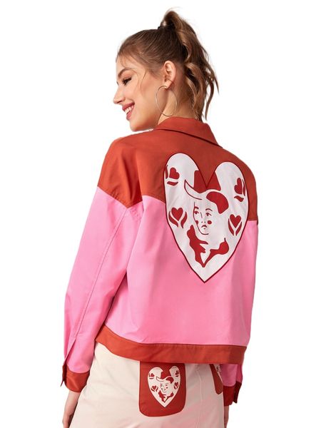 x phoebe mcmullan heart & figure graphic drop shoulder two tone jacket s7cn#, Black;brown
x phoebe mcmullan heart & figure graphic drop shoulder two tone jacket s7cn#, Black;brown