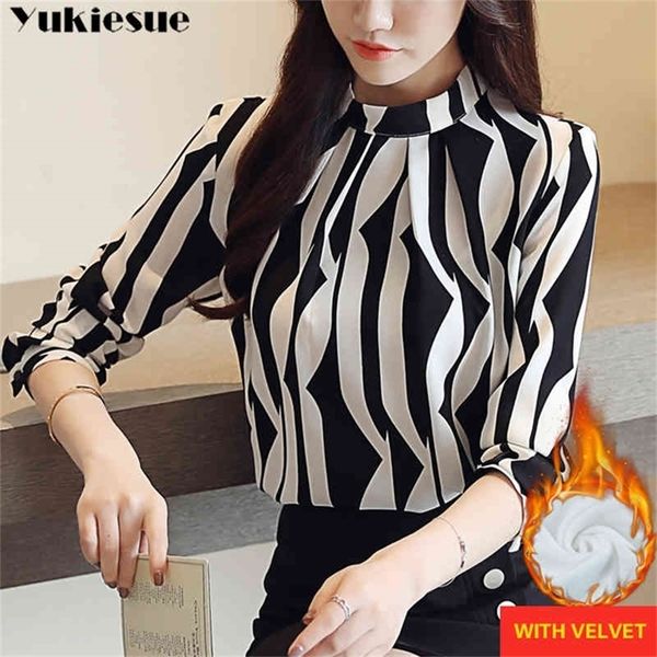 winter warm thick autumn long sleeve women blouses chiffon women shirts black striped female women feminine blusas 210412, White
winter warm thick autumn long sleeve women blouses chiffon women shirts black striped female women feminine blusas 210412, White