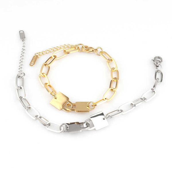 stainless steel women's punk bracelet, sleeve, lock, pendant, thick chain, lace up, Golden;silver
stainless steel women's punk bracelet, sleeve, lock, pendant, thick chain, lace up, Golden;silver