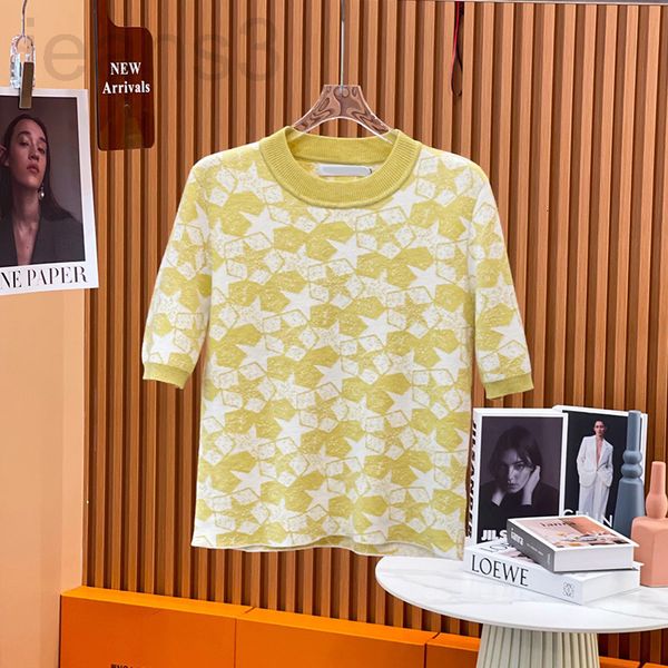 women's t-shirt designer niche design t-shirt short sleeve women's summer knitted wool round neck pullover five pointed star sweet, White
women's t-shirt designer niche design t-shirt short sleeve women's summer knitted wool round neck pullover five pointed star sweet, White