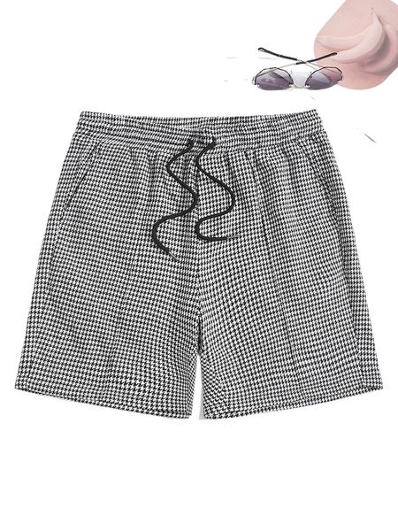 men houndstooth track shorts z4ht#, White;black