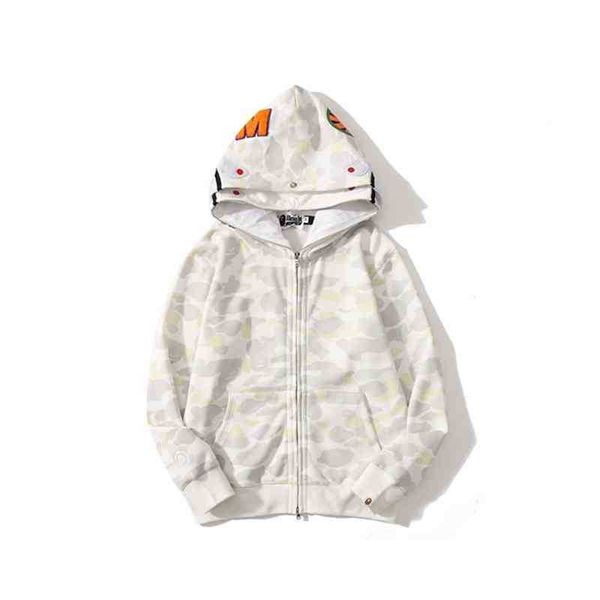 aapes shark ape head camouflage double hat coat loose japanese sweater, Black