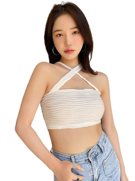 dazy criss cross textured crop cami 41of#, White
dazy criss cross textured crop cami 41of#, White