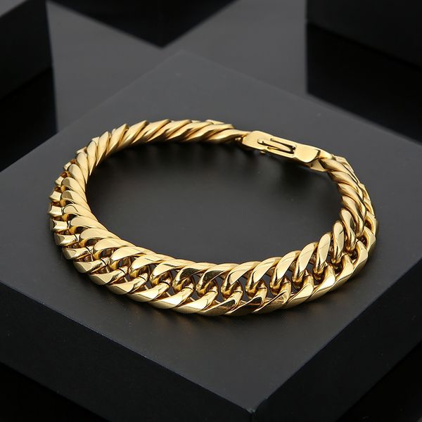 11mm 8.26 inch silver gold stainless steel double link chain bracelet mens bangle jewelry smooth polished, Black
11mm 8.26 inch silver gold stainless steel double link chain bracelet mens bangle jewelry smooth polished, Black