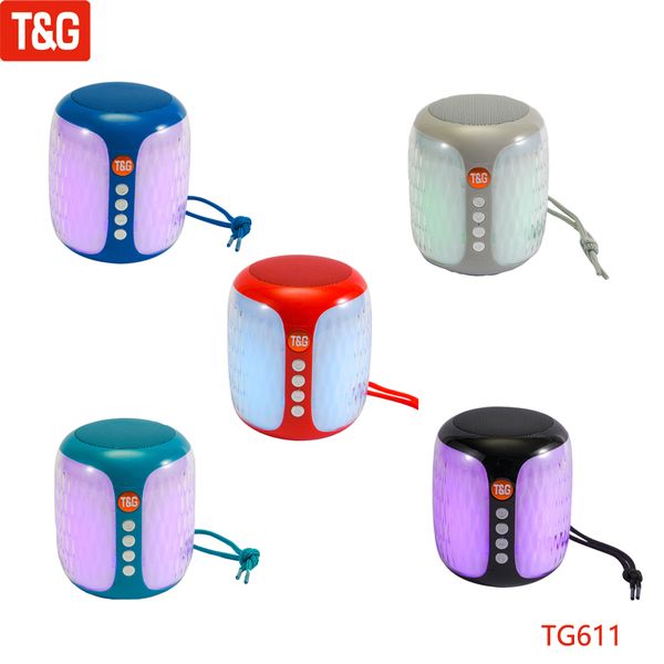 Image of TG611 Mini Portable Speaker Bluetooth Column Wireless Waterproof Speakers Subwoofer Outdoor Bass Loudspeaker with LED Light