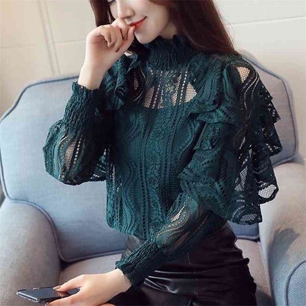 ruffle lace nine quarter sleeve blouse shirt women clothing hollow out floral women blouse female elegant blusa 911b 210326, White
ruffle lace nine quarter sleeve blouse shirt women clothing hollow out floral women blouse female elegant blusa 911b 210326, White