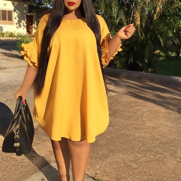 cm.yaya plus size women ruffles flare half sleeve o-neck irregular hem loose smock dress for summer fashion elegant dresses 220516, Black;gray
cm.yaya plus size women ruffles flare half sleeve o-neck irregular hem loose smock dress for summer fashion elegant dresses 220516, Black;gray