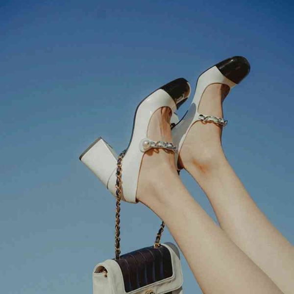 dress shoes color matching high heel shoes pearl shallow women retro mary jane, Black
dress shoes color matching high heel shoes pearl shallow women retro mary jane, Black