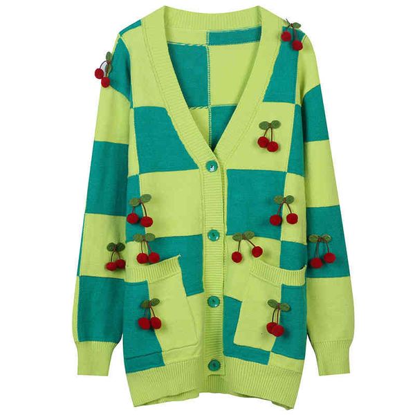 women's sweaters autumn and winter women's color contrast lattice jacquard cherry three-dimensional decoration sweet loose v-neck, White;black
women's sweaters autumn and winter women's color contrast lattice jacquard cherry three-dimensional decoration sweet loose v-neck, White;black