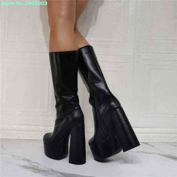 round toe platfrom thick heel boots slip on mid calf zipper patent leather women fashion party dress boots shoes black pink 220514
round toe platfrom thick heel boots slip on mid calf zipper patent leather women fashion party dress boots shoes black pink 220514