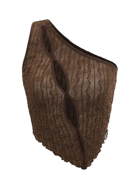 one shoulder cut out lettuce trim 74rk#, White
one shoulder cut out lettuce trim 74rk#, White