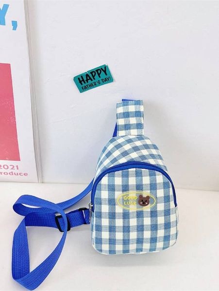 kids slogan patch decor gingham print sling pack she 
kids slogan patch decor gingham print sling pack she