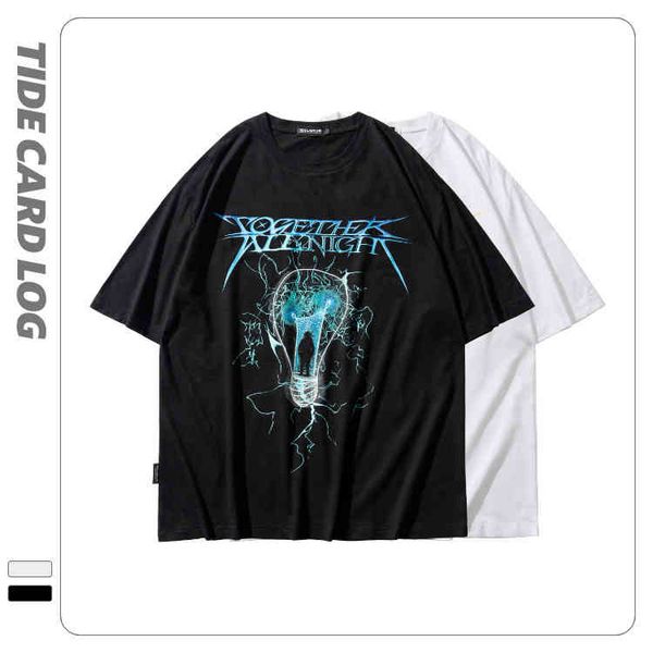 2022 brand log new street light bulb printing short sve men's and women's high street summer loose couple t, White;black
2022 brand log new street light bulb printing short sve men's and women's high street summer loose couple t, White;black