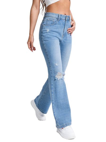 ripped washed flare leg jeans 37pj#, Blue
ripped washed flare leg jeans 37pj#, Blue