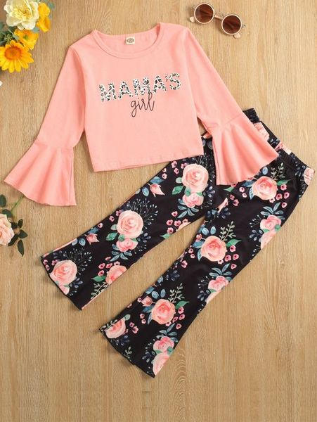 toddler girls letter graphic flounce sleeve & floral print flare leg pants she, White
toddler girls letter graphic flounce sleeve & floral print flare leg pants she, White