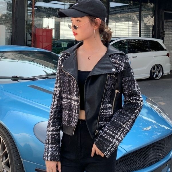 ewq autumn sweet turndown collar long sleeve pu leather tweed coats women lapel long sleeve hit color jackets female 201029, Black;brown
ewq autumn sweet turndown collar long sleeve pu leather tweed coats women lapel long sleeve hit color jackets female 201029, Black;brown