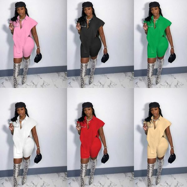 designer womens tracksuits 2022 summer personality cardigan button sleeveless shorts two piece pants set solid color clothing, Gray
designer womens tracksuits 2022 summer personality cardigan button sleeveless shorts two piece pants set solid color clothing, Gray