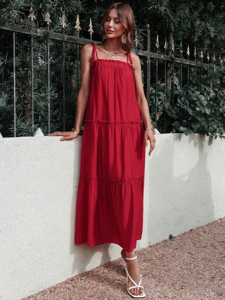 knot shoulder frill trim cami dress x7mh#, Black;gray
knot shoulder frill trim cami dress x7mh#, Black;gray