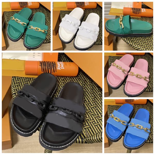designer slippers sandals embossed big chain mule thick sole summer flat heel scuff men&women slides flip flops beach outdoor size 35-44, Black
designer slippers sandals embossed big chain mule thick sole summer flat heel scuff men&women slides flip flops beach outdoor size 35-44, Black