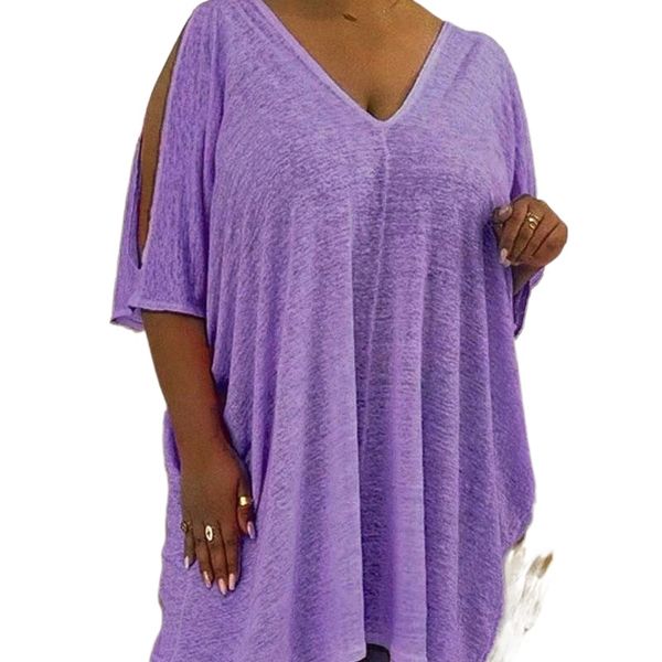 2022 cross-border european and american women's large size short sleeve t-shirt bamboo cloth v-neck shoulder loose solid color jacket a, White
2022 cross-border european and american women's large size short sleeve t-shirt bamboo cloth v-neck shoulder loose solid color jacket a, White