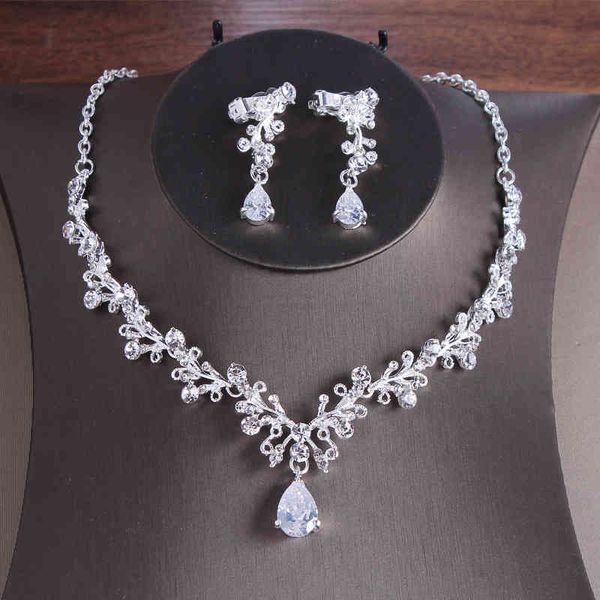 new korean necklace earring set zircon stud alloy chain bridal two piece wedding drs accsori, Silver
new korean necklace earring set zircon stud alloy chain bridal two piece wedding drs accsori, Silver