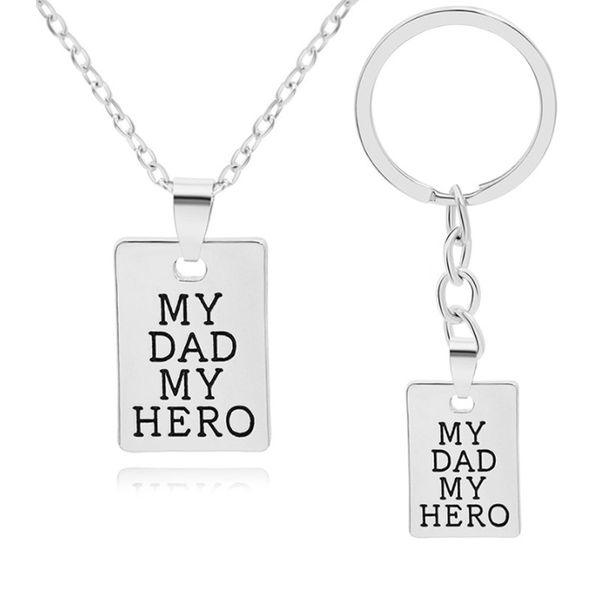 new fshifather's day gifts my dad my hero pendant necklace chains father daddy keychain jewelry, Silver
new fshifather's day gifts my dad my hero pendant necklace chains father daddy keychain jewelry, Silver