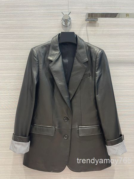 women's leather & faux leather suit coat boyfriend style casual lazy stripe stitching medium length women's spring and autumn high, Black
women's leather & faux leather suit coat boyfriend style casual lazy stripe stitching medium length women's spring and autumn high, Black