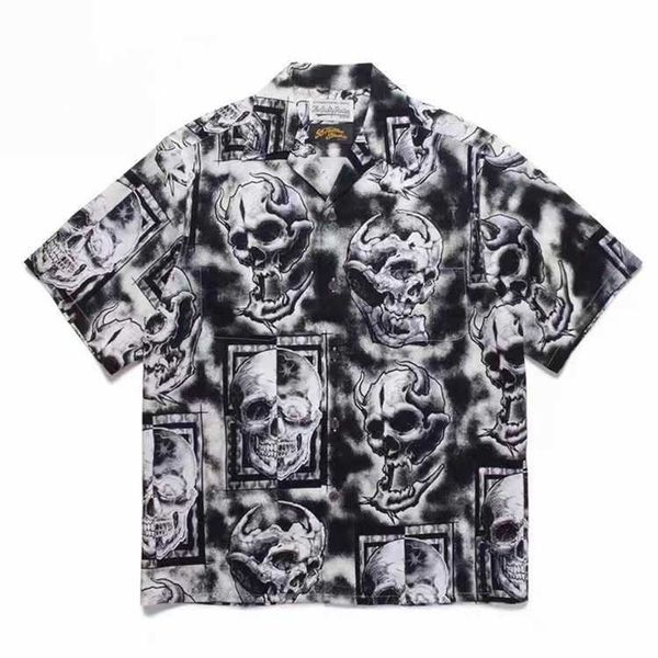original new product wacko maria 22ss 56 tattoo studio co branded skull ghost shirt, White;black
original new product wacko maria 22ss 56 tattoo studio co branded skull ghost shirt, White;black