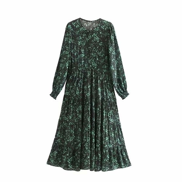 new women elegant o neck long sleeve vestidos green floral print casual midi dress ladies chic pleats autumn dresses lj200818, Black;gray
new women elegant o neck long sleeve vestidos green floral print casual midi dress ladies chic pleats autumn dresses lj200818, Black;gray