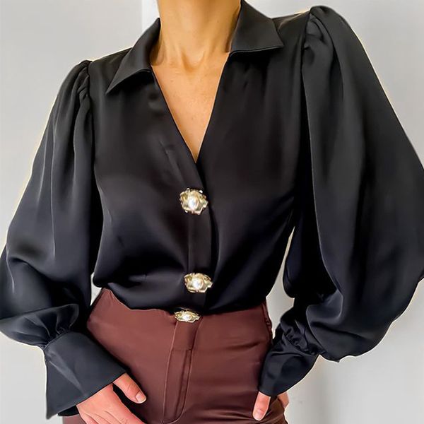 puff sleeve turn-down collar solid color shirt women chic button retro blouse female casual loose office all-match shirts, White
puff sleeve turn-down collar solid color shirt women chic button retro blouse female casual loose office all-match shirts, White