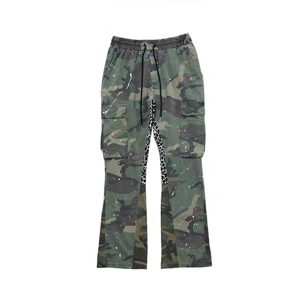 hip-hop, high street, basic casual pants, camo, flare pockets, mens wear 220328, Blue