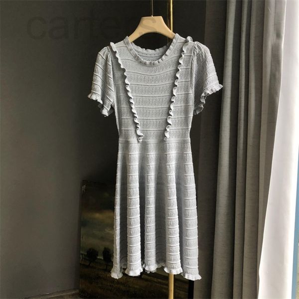 casual dresses designer nanyoujian thin knitted skirt children's 2022 summer new temperament celebrity wind wood ear dress j797, Black;gray